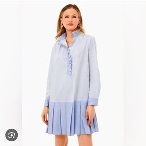 Tuckernuck Tate Striped Blue Ruffle Dress